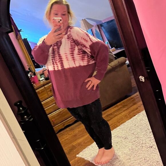 The Lounge Life Weekendย Sweatshirt 1XL Tye-dyed Pink &โWhiteโOverโSized - Picture 2 of 10